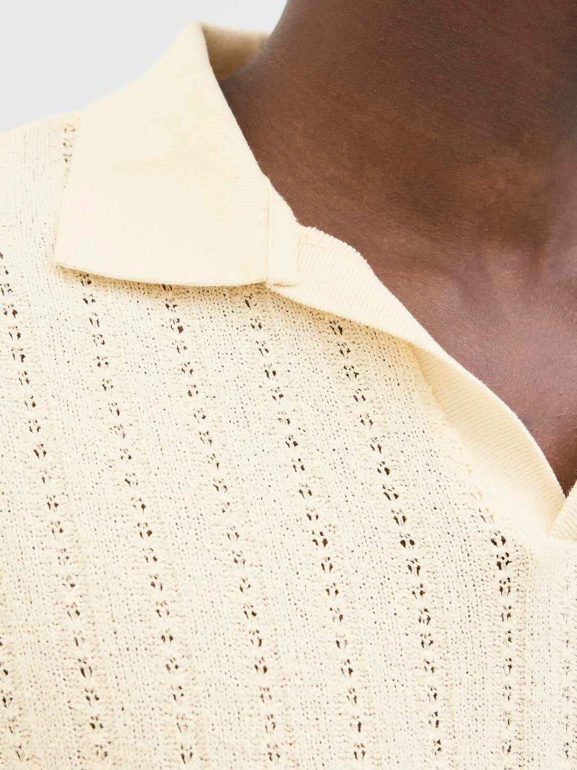 JACK & JONES JORHYDRA split neck polo in antique white - Image 6