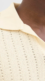 JACK & JONES JORHYDRA split neck polo in antique white - Image 6