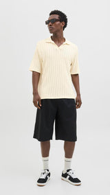JACK & JONES JORHYDRA split neck polo in antique white - Image 4