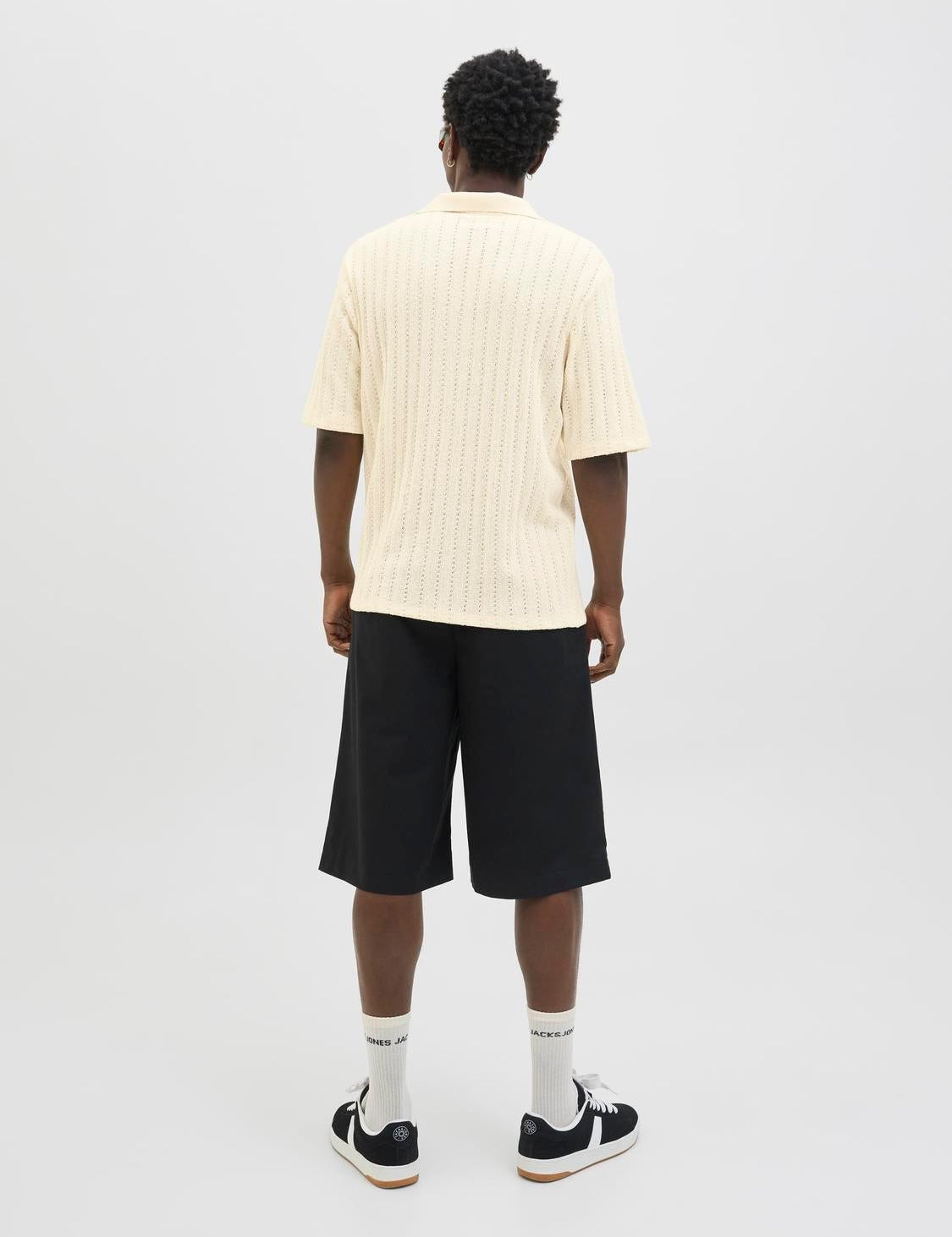 JACK & JONES JORHYDRA split neck polo in antique white - Image 2