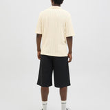 JACK & JONES JORHYDRA split neck polo in antique white - Image 2