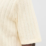 JACK & JONES JORHYDRA split neck polo in antique white - Image 5