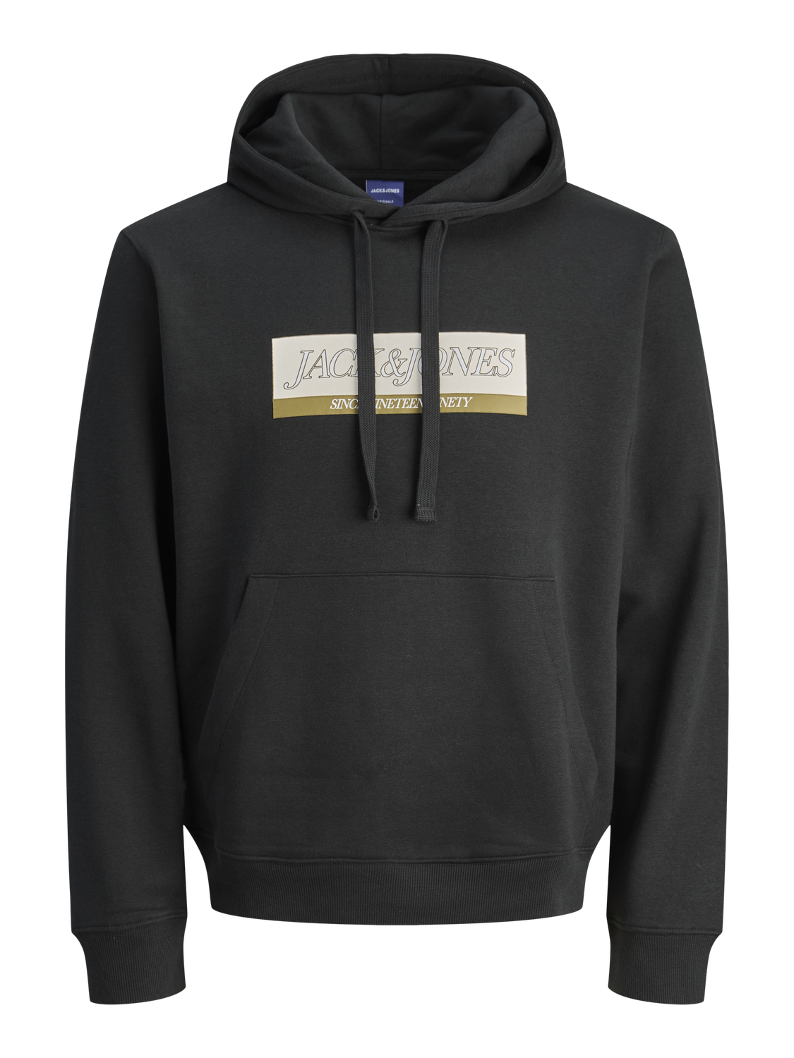 JACK & JONES JORINWOOD block branding sweat hood - black