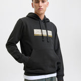JACK & JONES JORINWOOD block branding sweat hood - black
