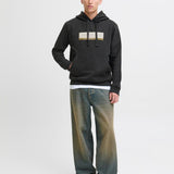 JACK & JONES JORINWOOD block branding sweat hood - black