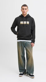JACK & JONES JORINWOOD block branding sweat hood - black