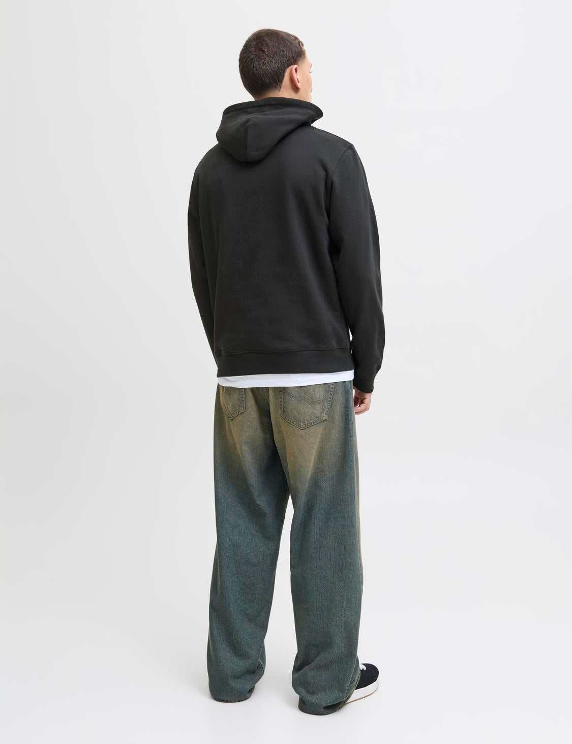 JACK & JONES JORINWOOD block branding sweat hood - black