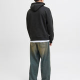 JACK & JONES JORINWOOD block branding sweat hood - black