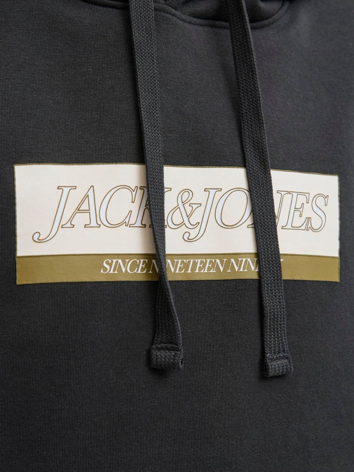 JACK & JONES JORINWOOD block branding sweat hood - black
