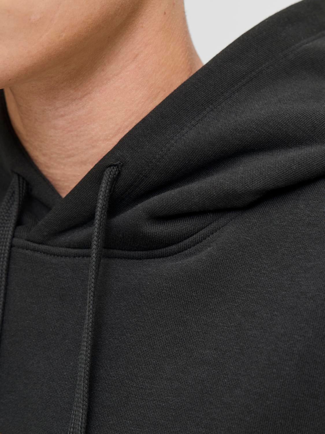 JACK & JONES JORINWOOD block branding sweat hood - black