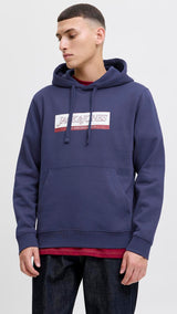JACK & JONES JORINWOOD block branding sweat hood - ocean cavern