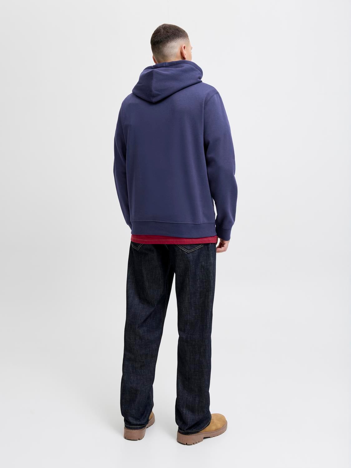 JACK & JONES JORINWOOD block branding sweat hood - ocean cavern