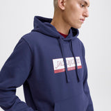 JACK & JONES JORINWOOD block branding sweat hood - ocean cavern