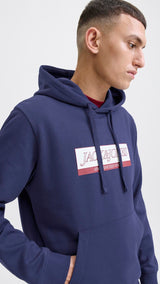 JACK & JONES JORINWOOD block branding sweat hood - ocean cavern