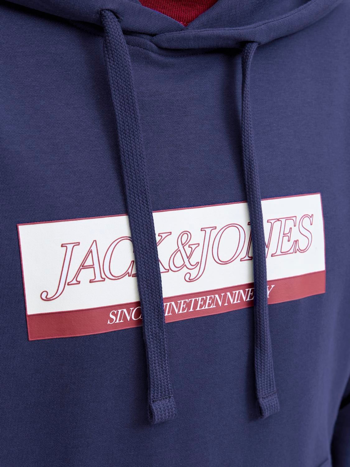 JACK & JONES JORINWOOD block branding sweat hood - ocean cavern