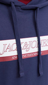 JACK & JONES JORINWOOD block branding sweat hood - ocean cavern