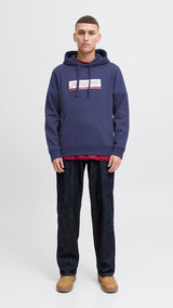 JACK & JONES JORINWOOD block branding sweat hood - ocean cavern