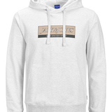 JACK & JONES JORINWOOD block branding sweat hood - bright white melange