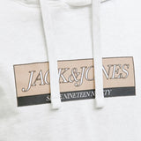 JACK & JONES JORINWOOD block branding sweat hood - bright white melange