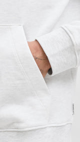 JACK & JONES JORINWOOD block branding sweat hood - bright white melange