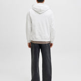 JACK & JONES JORINWOOD block branding sweat hood - bright white melange