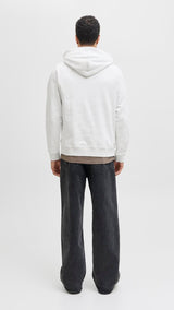 JACK & JONES JORINWOOD block branding sweat hood - bright white melange
