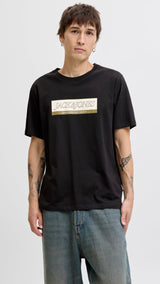 JACK & JONES JORINWOOD block branding tee in black - Image 1