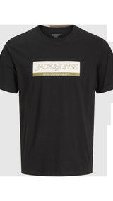 JACK & JONES JORINWOOD block branding tee in black - Image 3