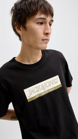 JACK & JONES JORINWOOD block branding tee in black - Image 7