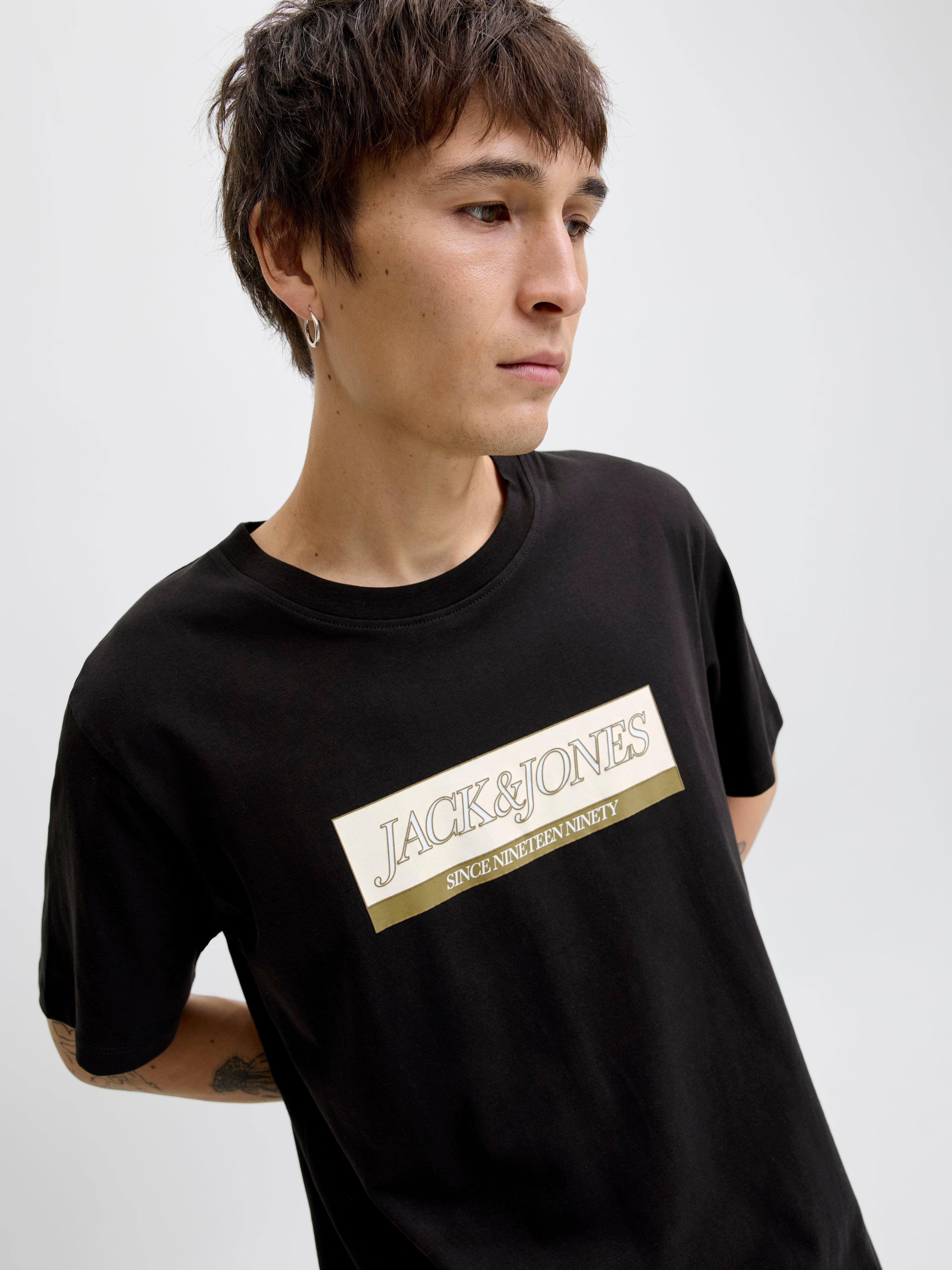JACK & JONES JORINWOOD block branding tee in black - Image 7