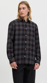 JACK & JONES JORJOSHUA flannel check shirt - pirate black