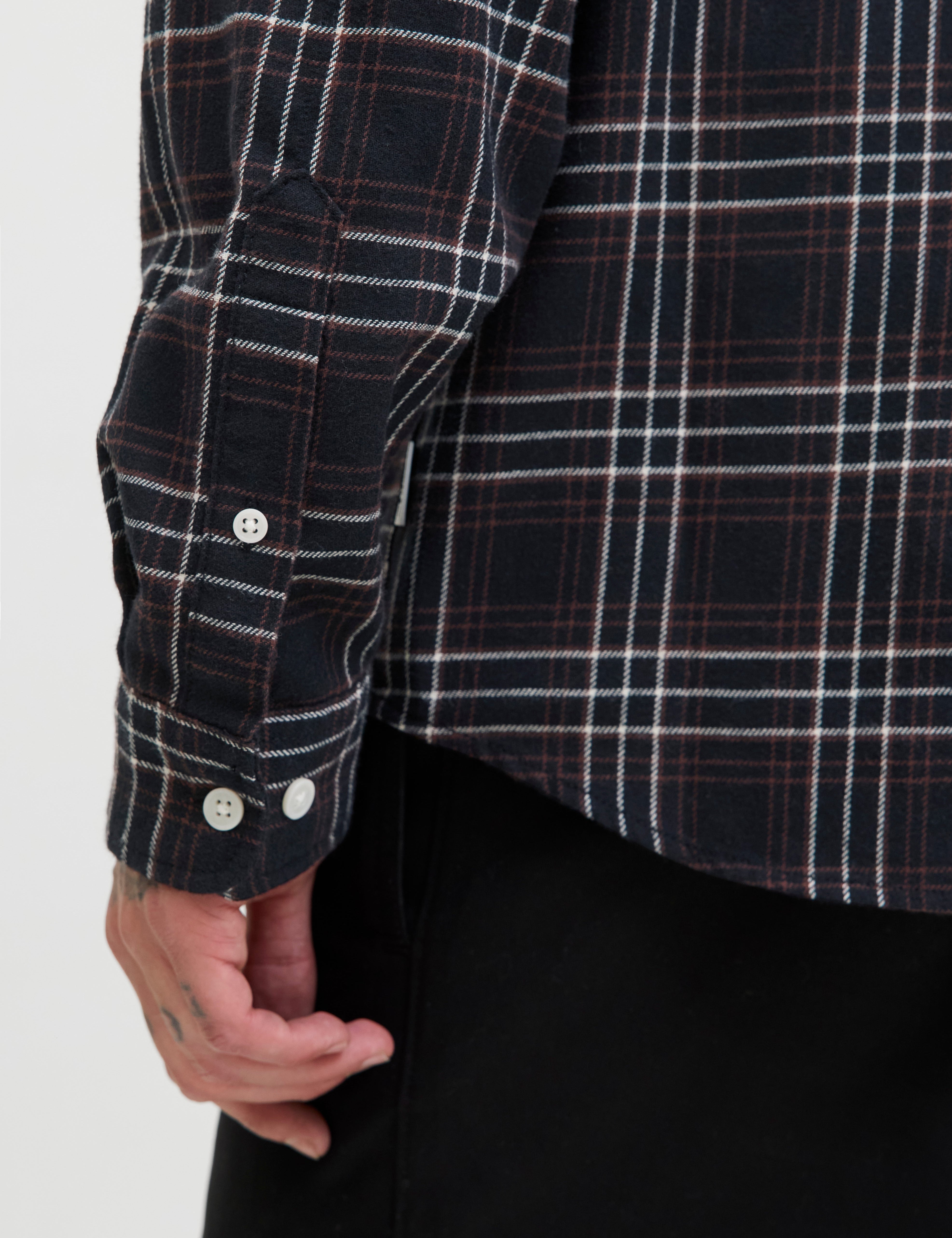 JACK & JONES JORJOSHUA flannel check shirt - pirate black