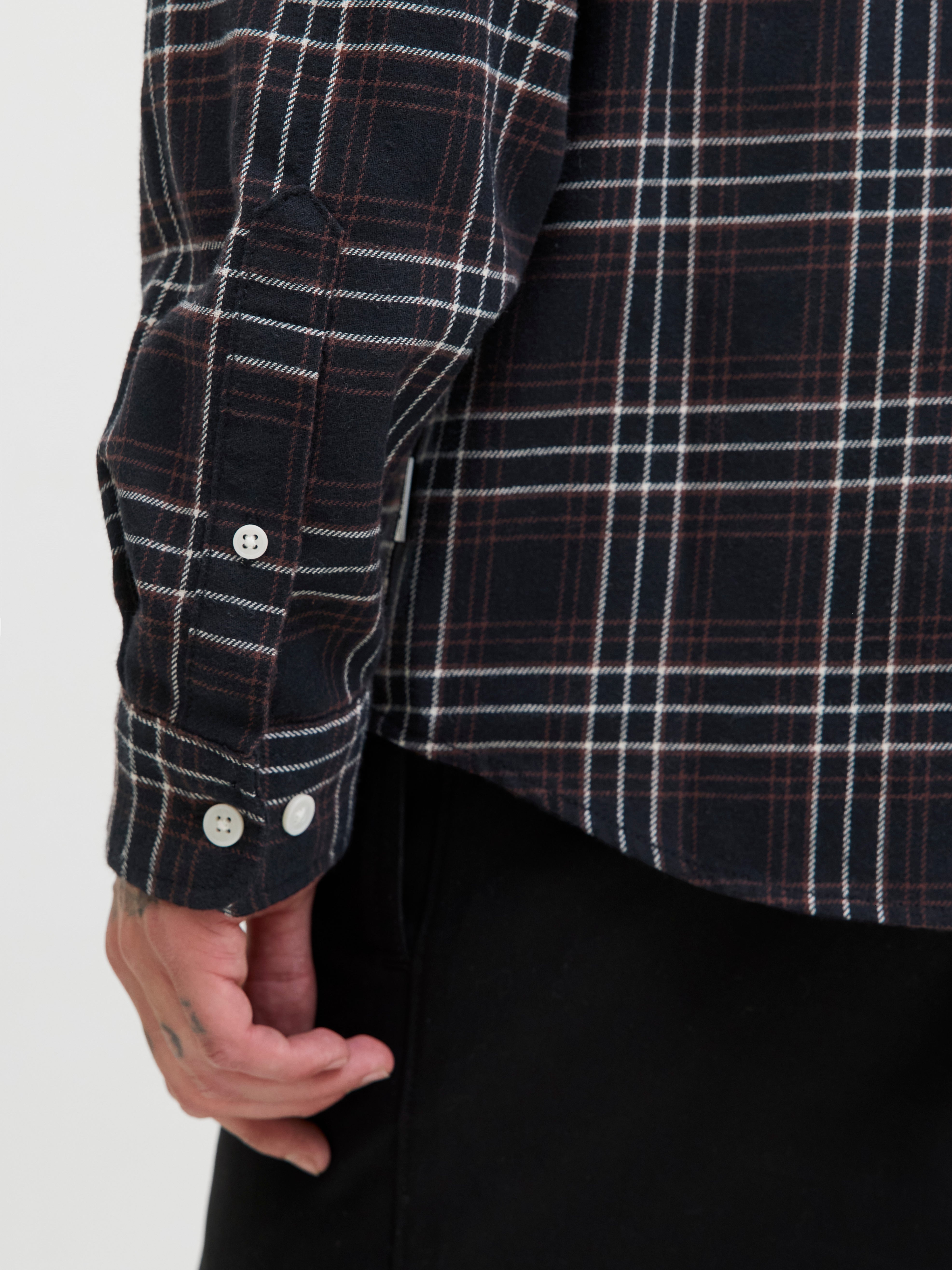 JACK & JONES JORJOSHUA flannel check shirt - pirate black