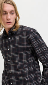 JACK & JONES JORJOSHUA flannel check shirt - pirate black