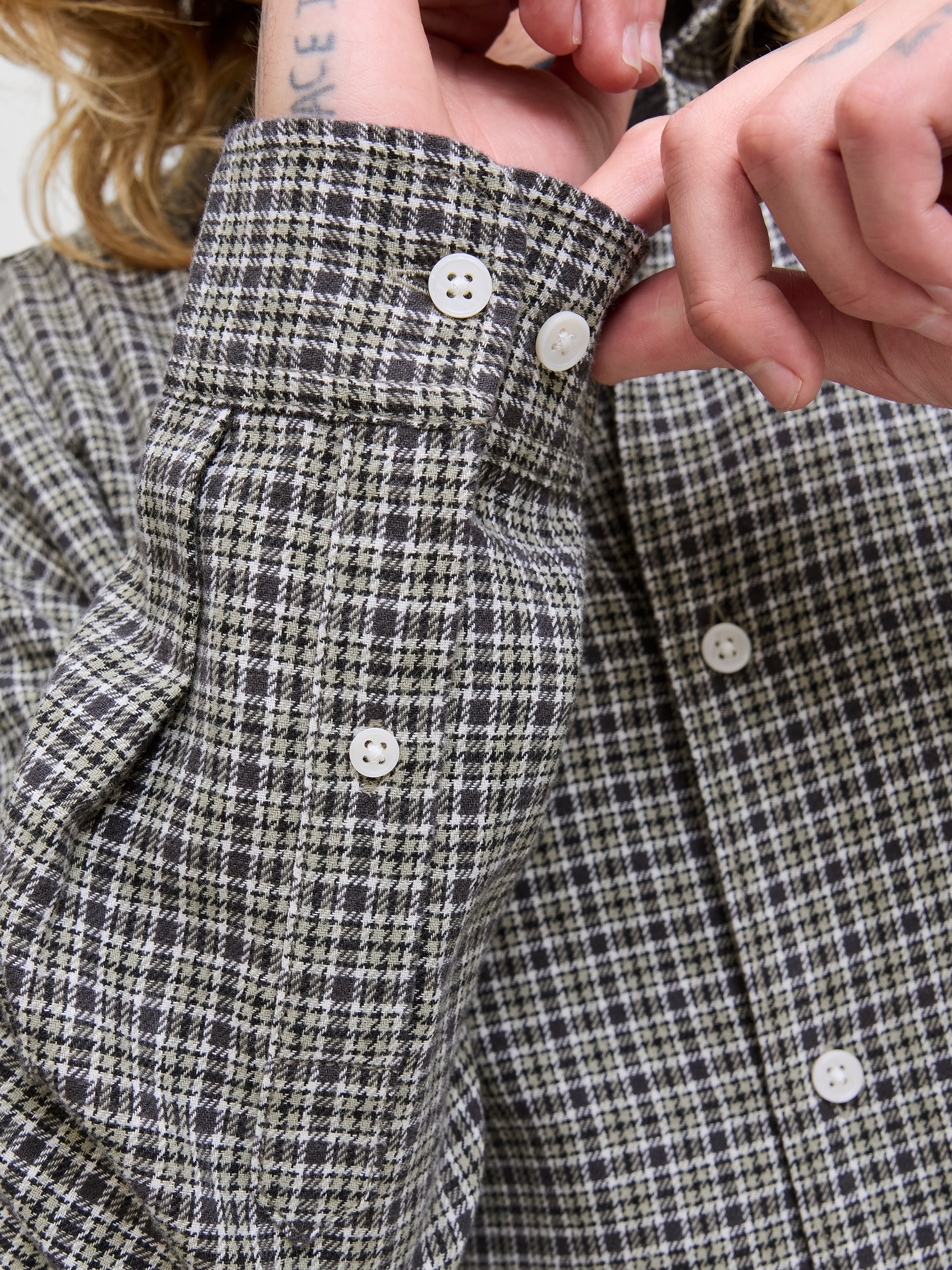 JACK & JONES JORJOSHUA flannel check shirt - seagrass