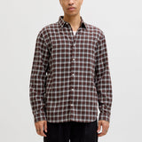 JACK & JONES JORJOSHUA flannel check shirt - deep mahogany