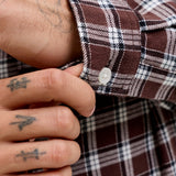JACK & JONES JORJOSHUA flannel check shirt - deep mahogany