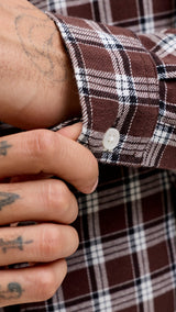 JACK & JONES JORJOSHUA flannel check shirt - deep mahogany