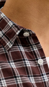 JACK & JONES JORJOSHUA flannel check shirt - deep mahogany