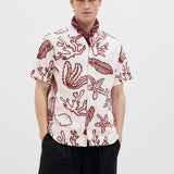 JACK & JONES JORLUKE crinkle aop shirt in cloud dancer - Image 1