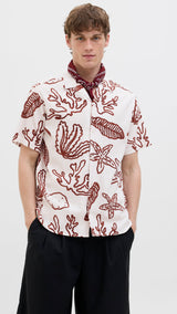 JACK & JONES JORLUKE crinkle aop shirt in cloud dancer - Image 1