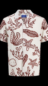 JACK & JONES JORLUKE crinkle aop shirt in cloud dancer - Image 3
