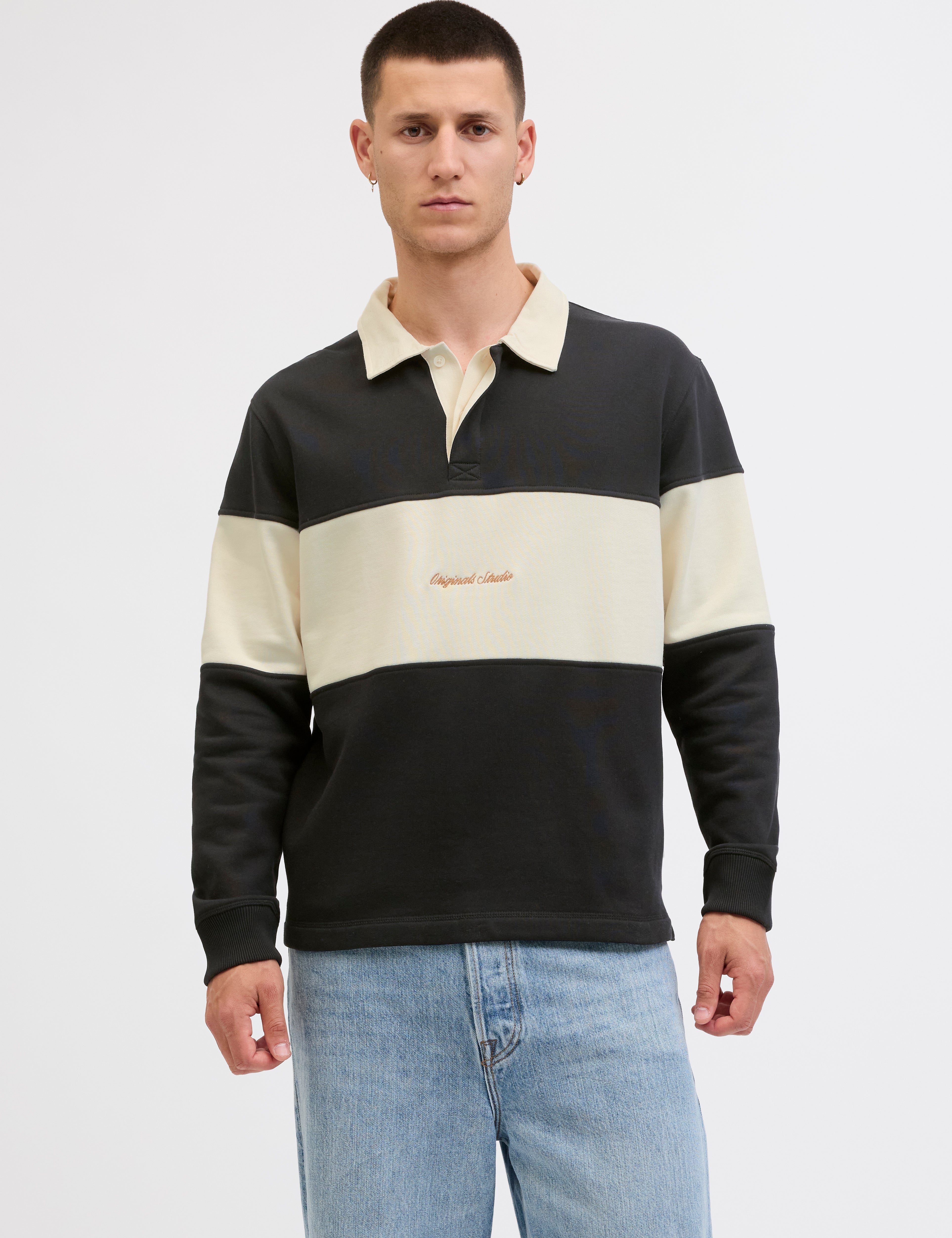 JACK & JONES JORNORREBRO blocking sweat polo - black