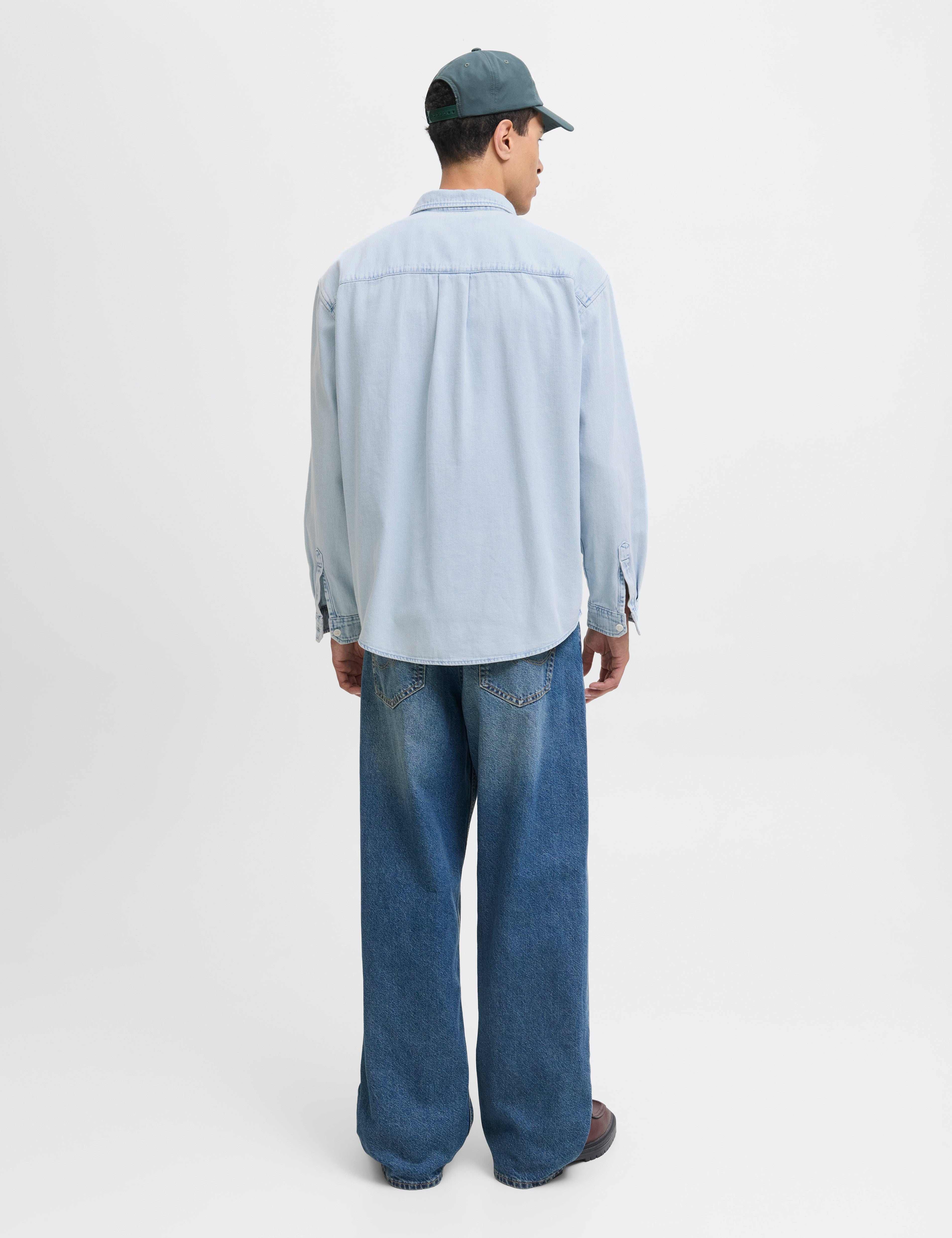 JACK & JONES JORNORREBRO denim shirt in light blue denim - Image 2