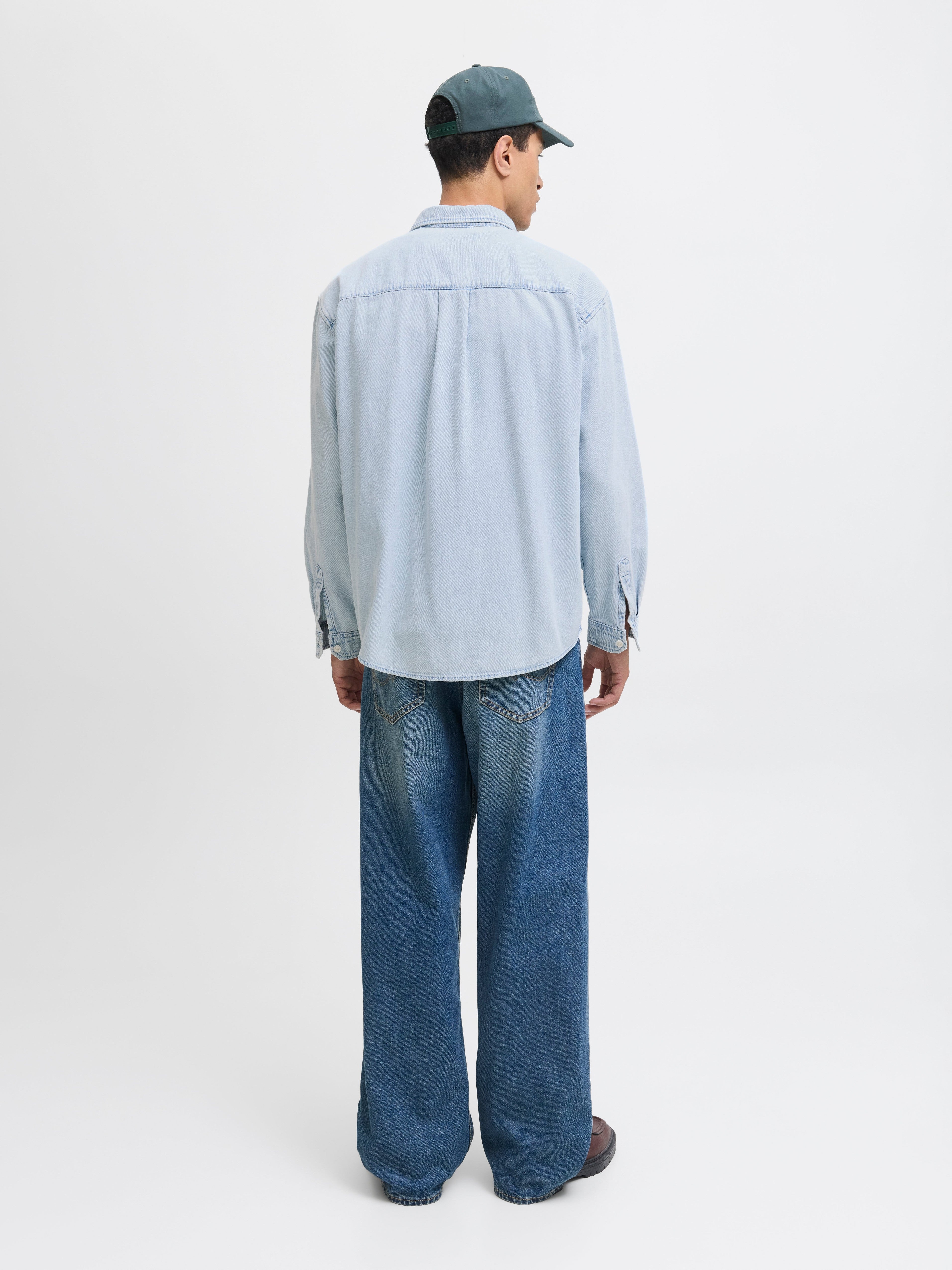 JACK & JONES JORNORREBRO denim shirt in light blue denim - Image 2