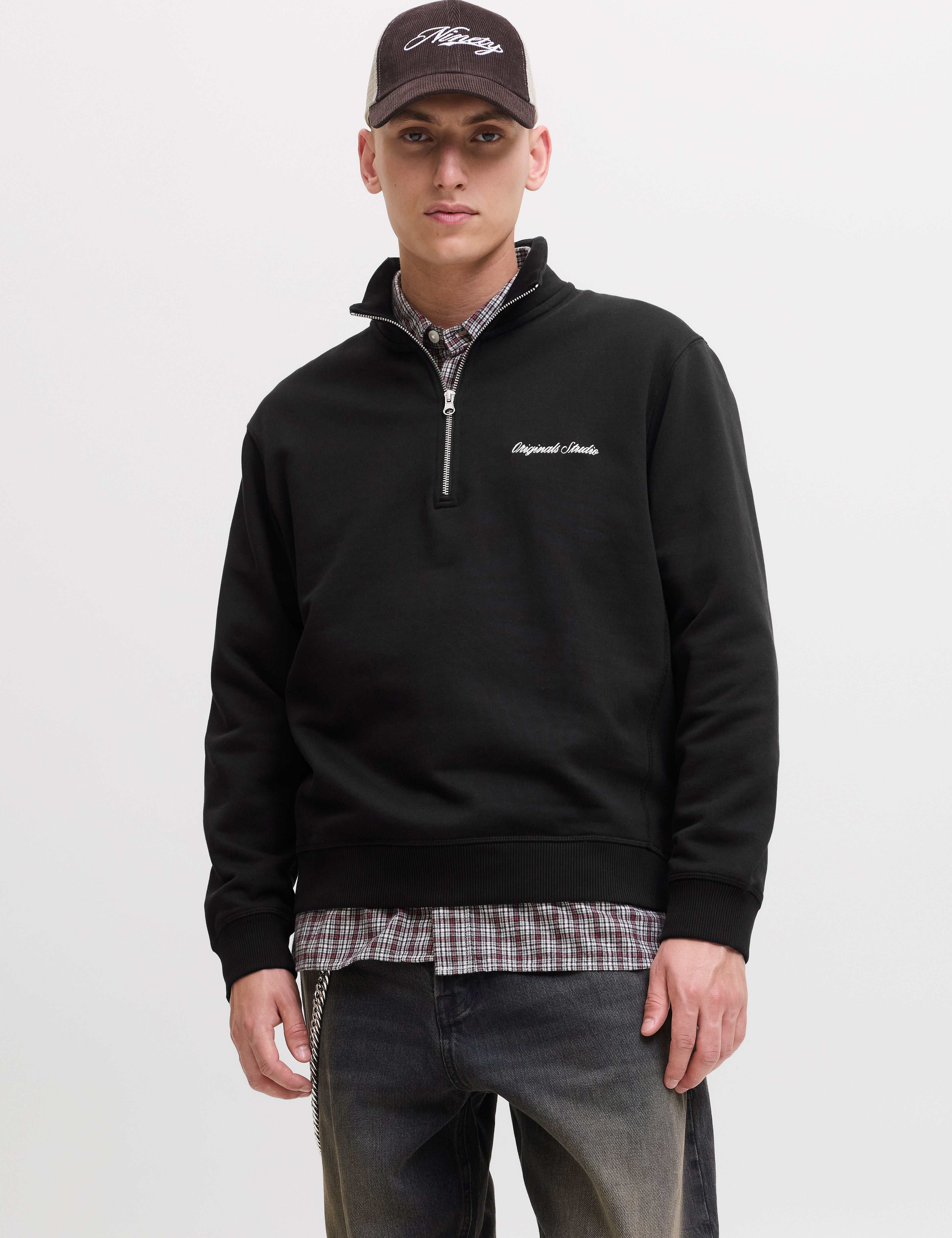 JACK & JONES JORNORREBRO emb sweat high neck - black