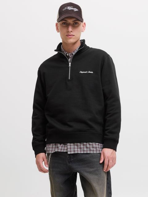 JACK & JONES JORNORREBRO emb sweat high neck in black