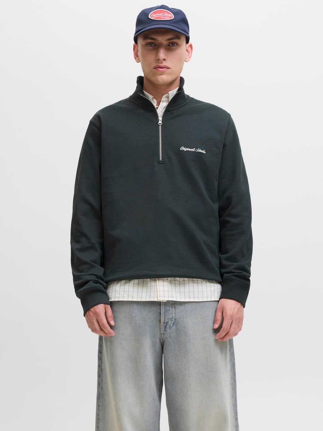 JACK & JONES JORNORREBRO emb sweat high neck - forest river