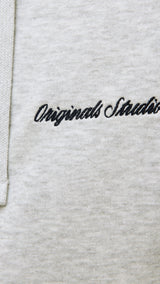 JACK & JONES JORNORREBRO emb sweat zip hood - white melange