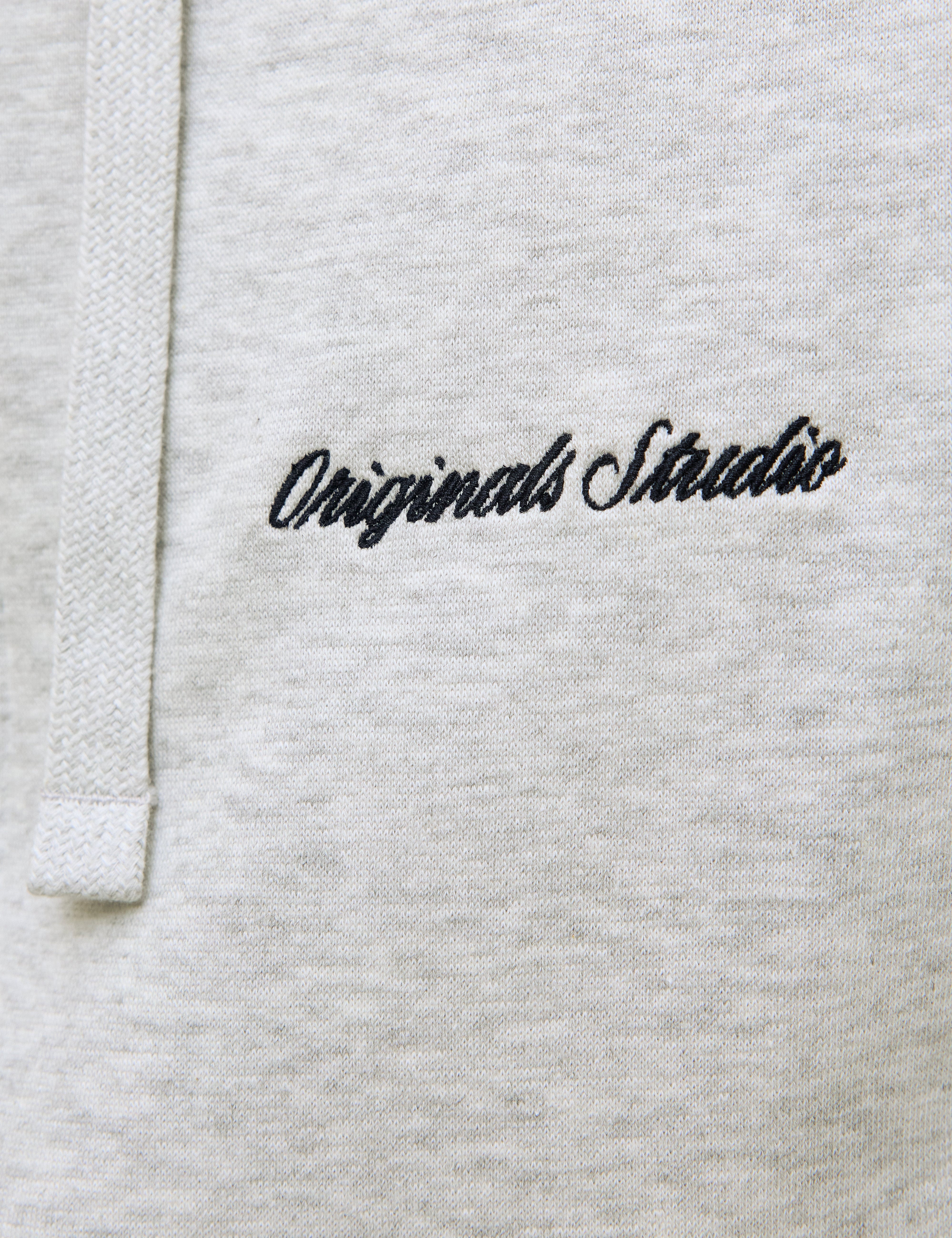 JACK & JONES JORNORREBRO emb sweat zip hood - white melange